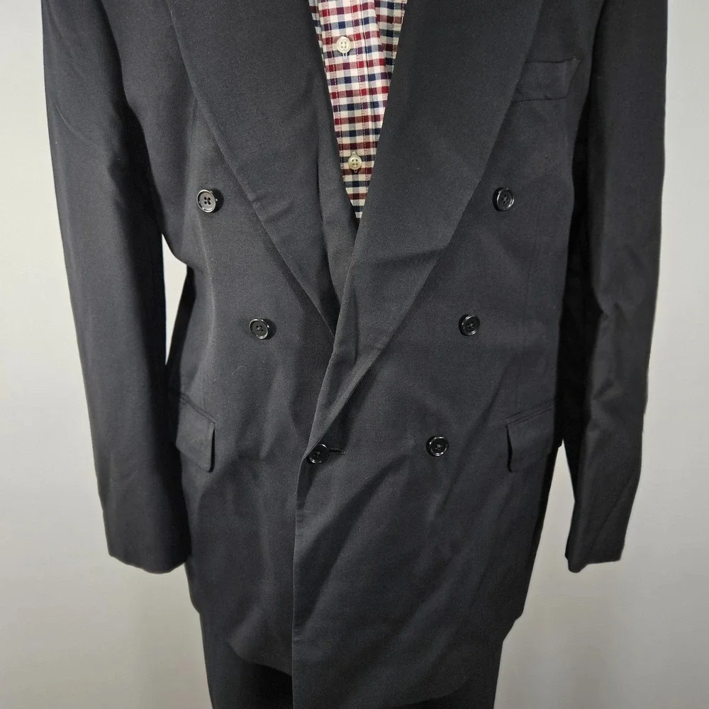 Joseph Abboud Men's Double‎ Breast Sport Coat Black Silk Wool Cotton 44L